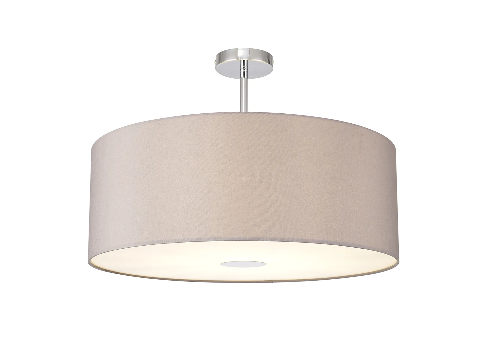 DK0118  Baymont 60cm Semi Flush 1 Light Polished Chrome, Grey, Frosted Diffuser